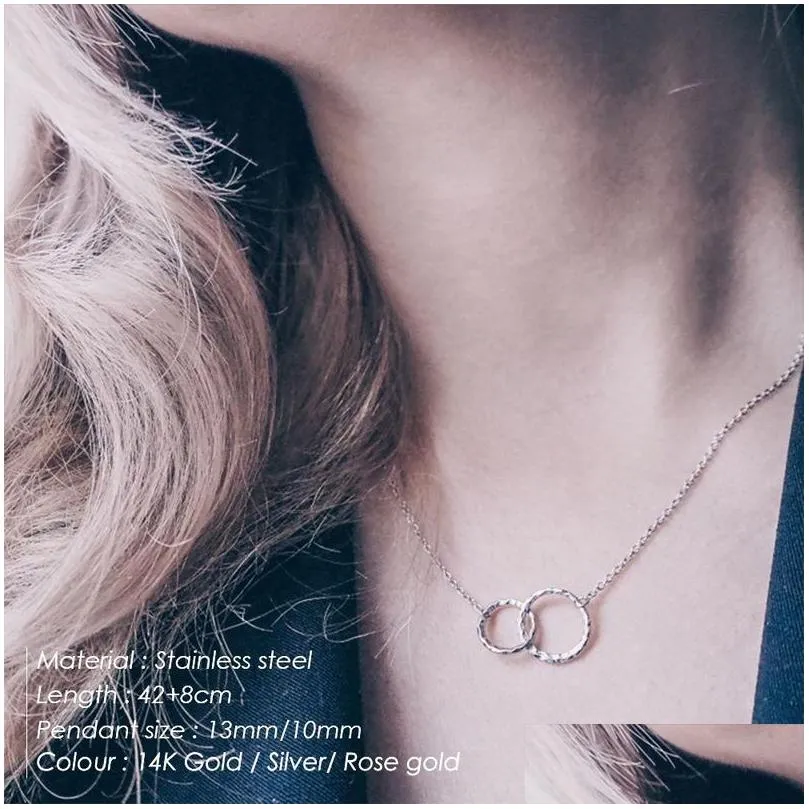 Pendant Necklaces Stainless Steel Simple Elegant Choker Necklace Infinity Double Circles Ring Drop Delivery Jewelry Necklaces Pendants Dhi7R