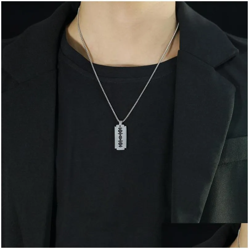 Pendant Necklaces Stainless Steel Necklace Men Garment Accessories Hip-Hop Chain Jewelry Drop Delivery Jewelry Necklaces Pendants Dhxci