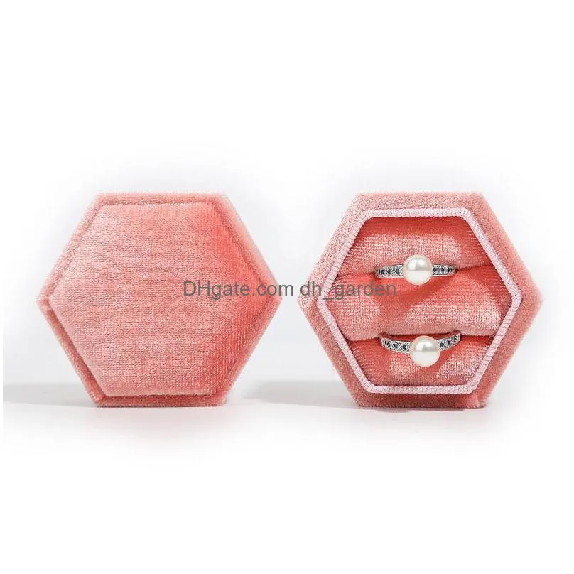Jewelry Boxes Veet Ring Box Double Storage Boxes Wedding Rings Earrings Pendant Display Case Holder For Woman Gift Jewelry Packaging D Dhg7N