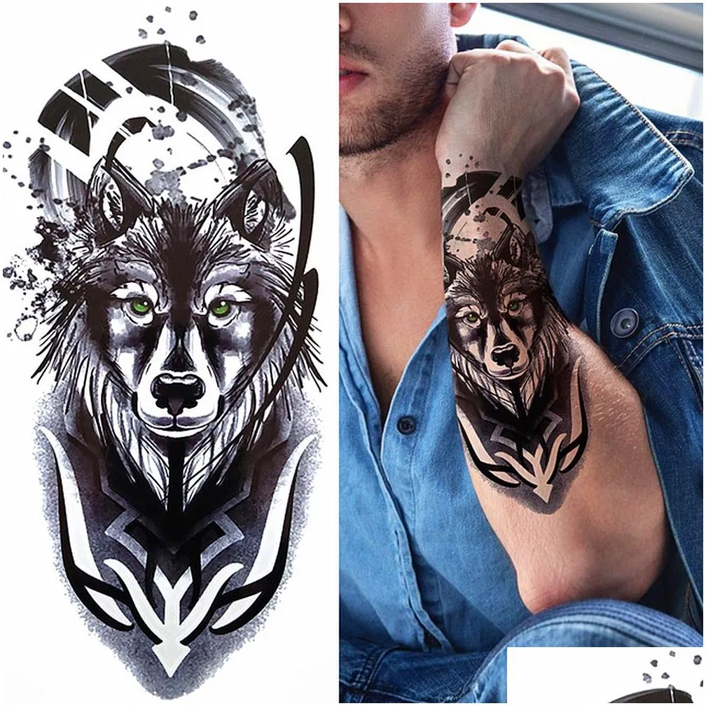 temporary tattoos 100 piece wholesales waterproof temporary tattoo sticker wolf tiger skull snake flower body arm henna fake sleeves man women