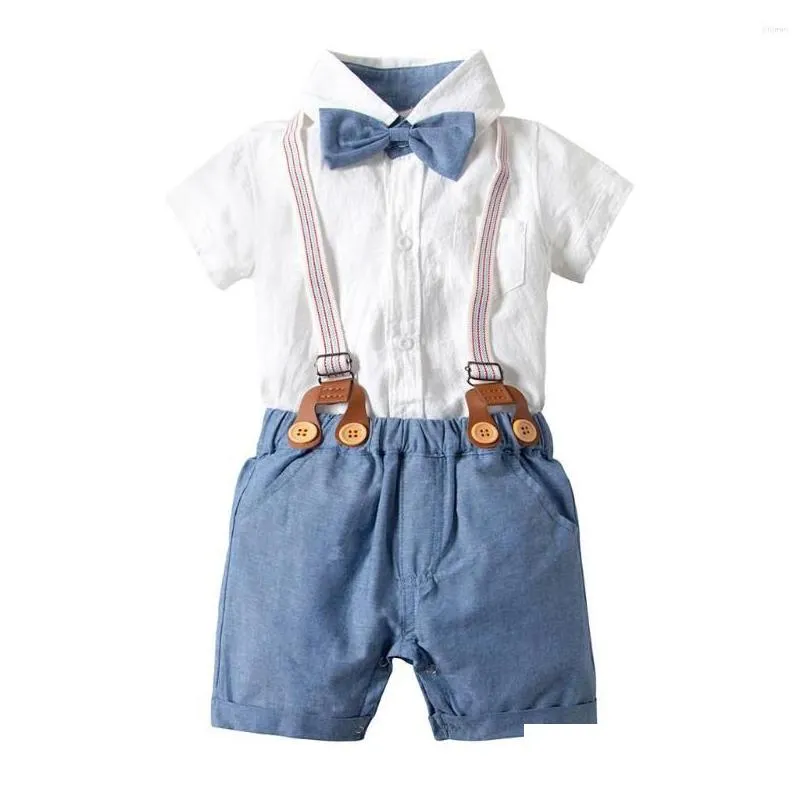 clothing sets baby boy clothes infant gentleman suit bow tie shirt suspenders shorts outfit toddler suits for weddings outfits