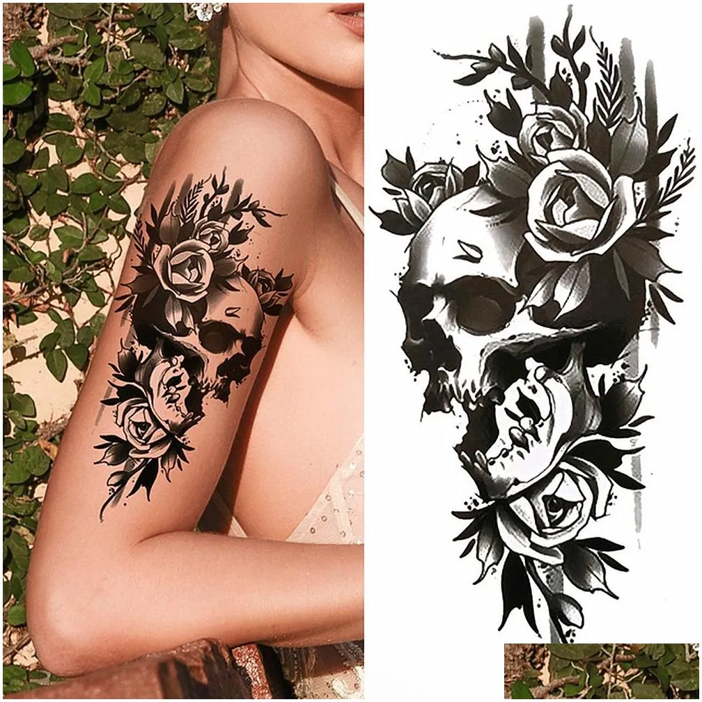 temporary tattoos 100 piece wholesales waterproof temporary tattoo sticker wolf tiger skull snake flower body arm henna fake sleeves man women