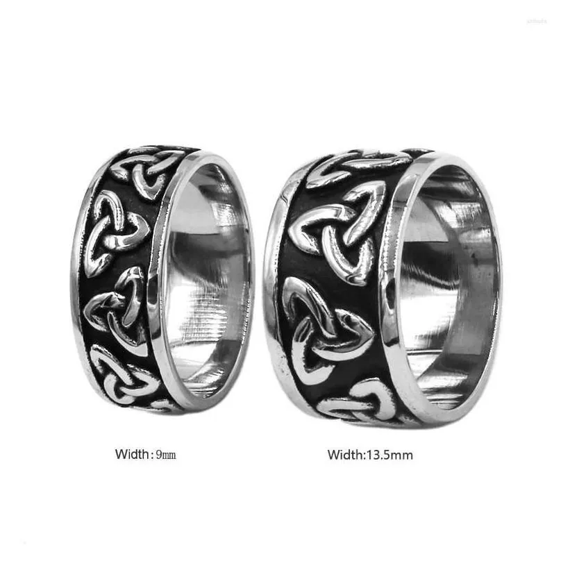 Wedding Rings Wedding Rings Wholesale Celtic Knot Ring Stainless Steel Jewelry Fashion Claddagh Style Biker Men Women Gift Swr0808A Dr Dhzoc