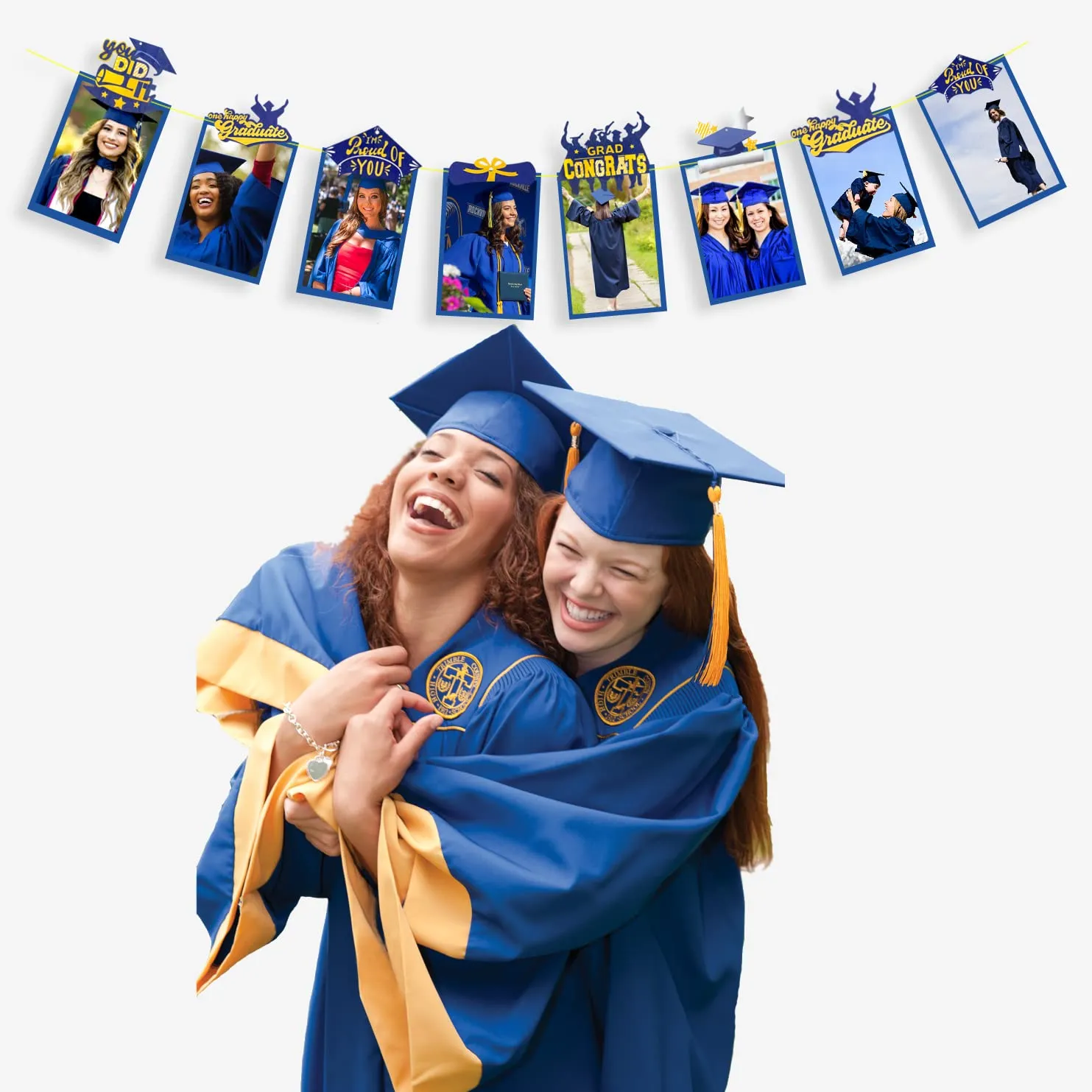 navy blue and gold graduations decorations ornaments grad congrats one happy graduate you did it and im proud of you sign wooden graduations tree ornaments for graduations party supplies