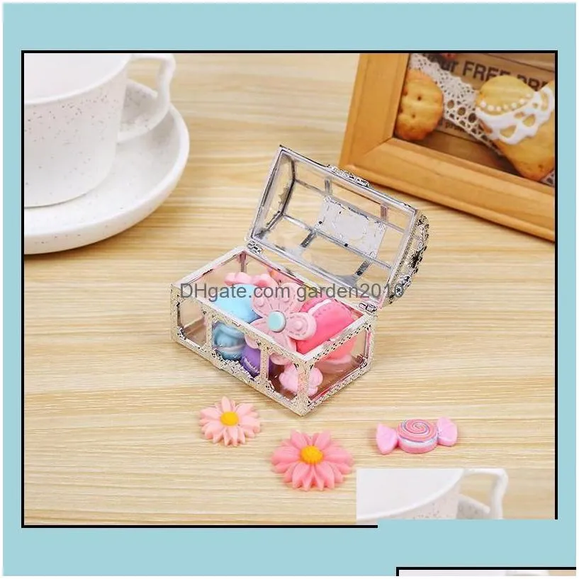 Party Favor Treasure Chest Candy Box Gold Sier Transparent Plastic Wedding Boxes Baby Shower Gift Sn132 Drop Delivery Home Garden Fe