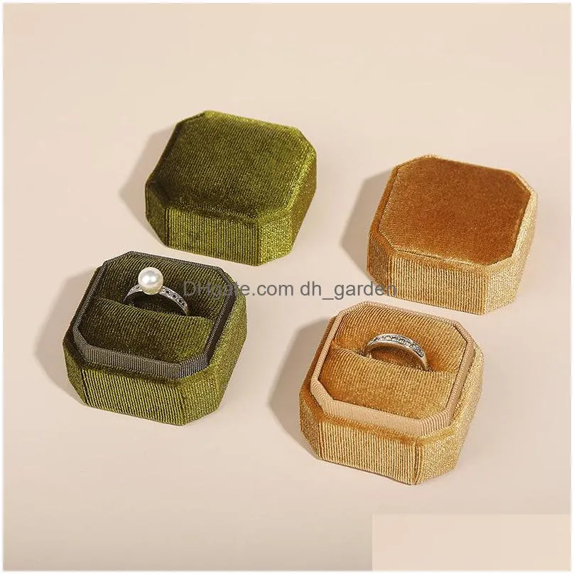 Jewelry Boxes Veet Couple Double Ring Box Earring Pendant Holder Storage Case Jewelry Packaging For Proposal Engagement Wedding Ceremo Dhngy