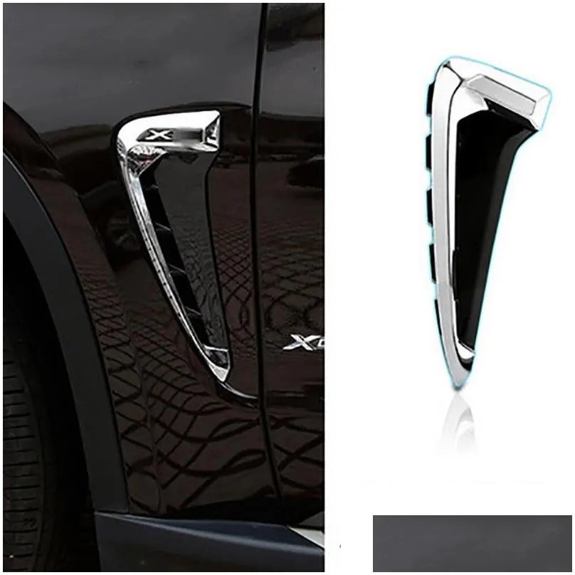 2pcs abs car front fender side air vent sticker cover trim carstyling for bmw x series x5 f15 x5m f85 shark gills side vent stick328i