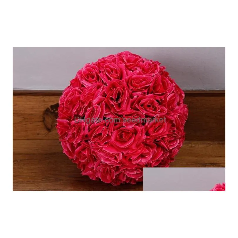 artificial flowers rose ball wedding silk pomander kissing balls flower ball for home garden market decorations