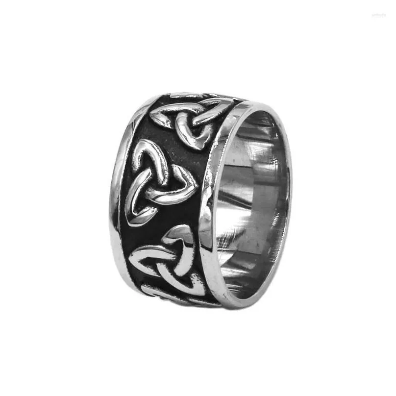 Wedding Rings Wedding Rings Wholesale Celtic Knot Ring Stainless Steel Jewelry Fashion Claddagh Style Biker Men Women Gift Swr0808A Dr Dhzoc