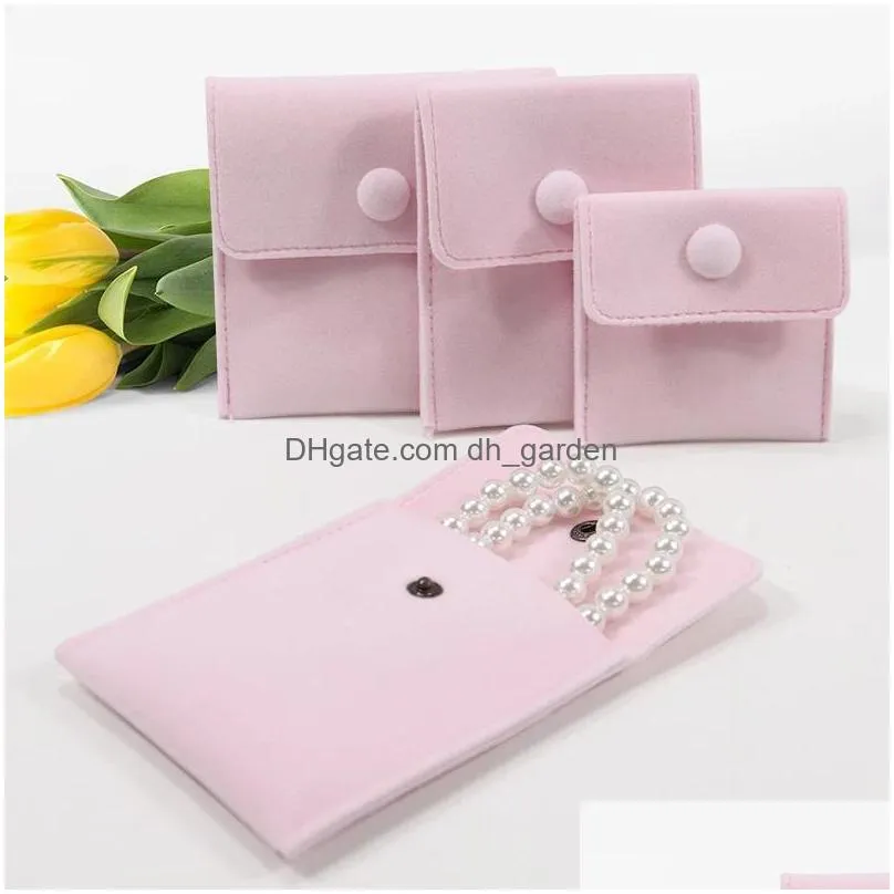 Jewelry Pouches, Bags Soft Veet Jewelry Bag With Snap Button Small Gift Purse Pouch Jewelrys Display Packaging Bags Drop Delivery Jewe Dhnwl