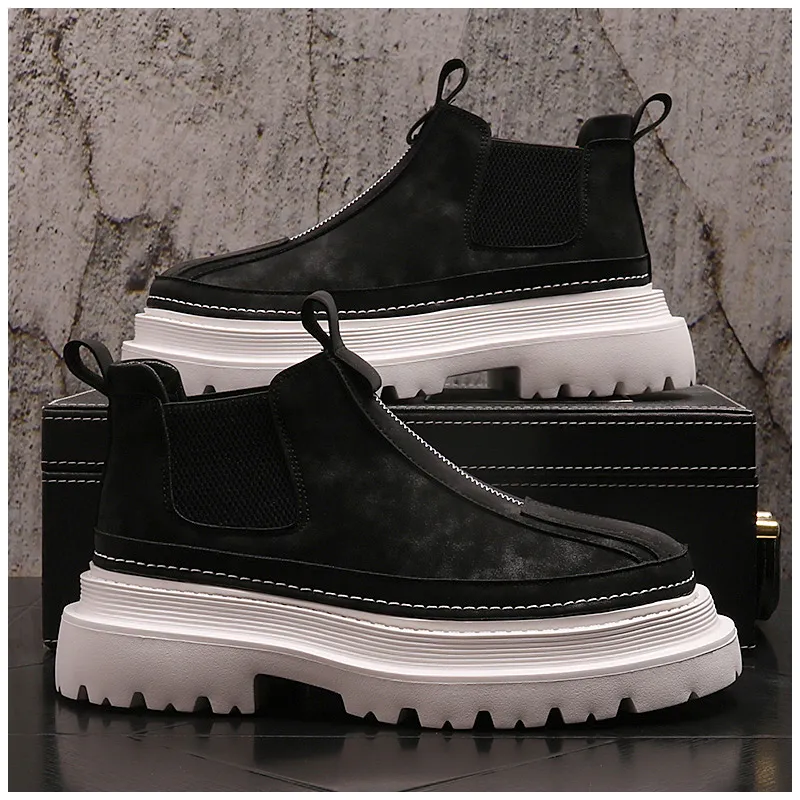 Fashion New Men Shoes Autumn Winter Boots Street Classical Suede Casual Shoes Man Slip-on  Boots