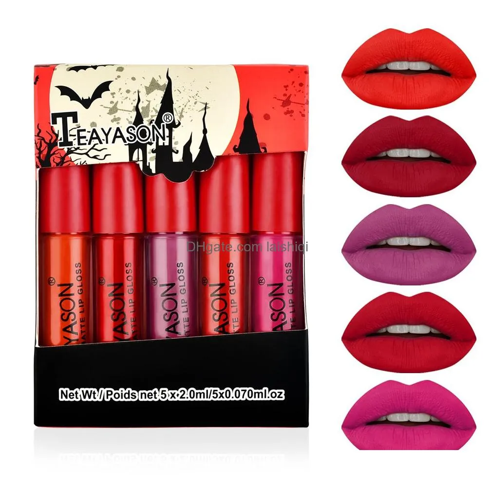 lipstick 5pcs/set sexy vampire lip stick matte waterproof lipsticks lips makeup cosmetics labiales matte