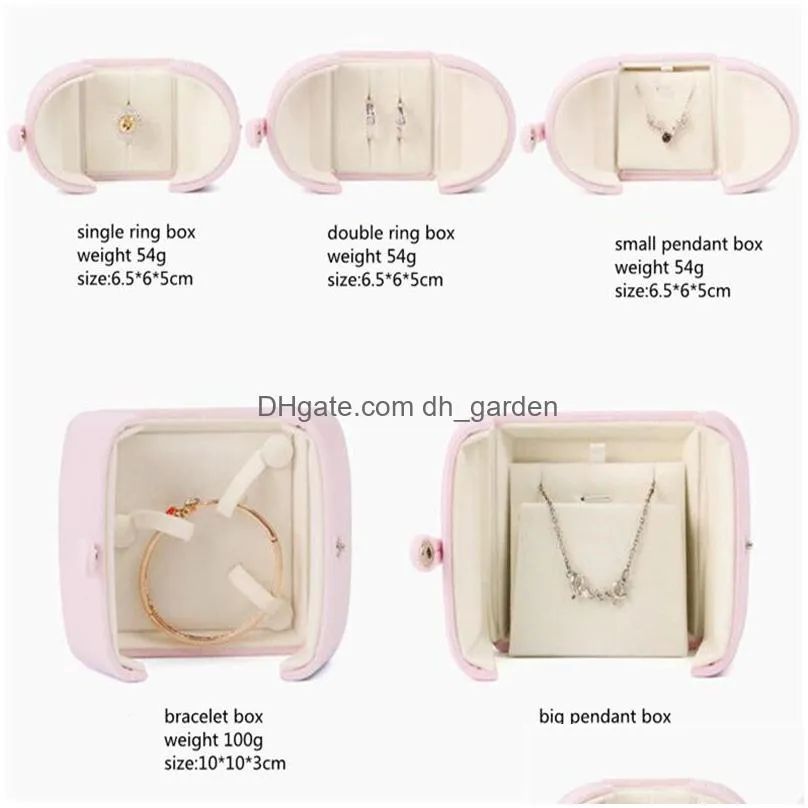 Jewelry Boxes Double Open Jewelry Box Small Portable Travel Organizer Vintage Veet Ring Bracelet Necklace Earrings Packaging Drop Deli Dhph9