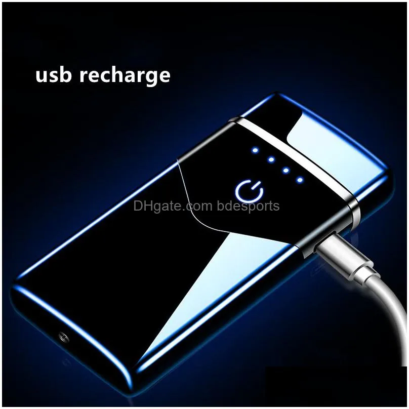 Lighters New Dual Arc Usb Lighter Rechargeable Electronic Led Sn Plasma Power Display Thunder Wholesales Gadgets For Man Drop Delivery Dhwlz