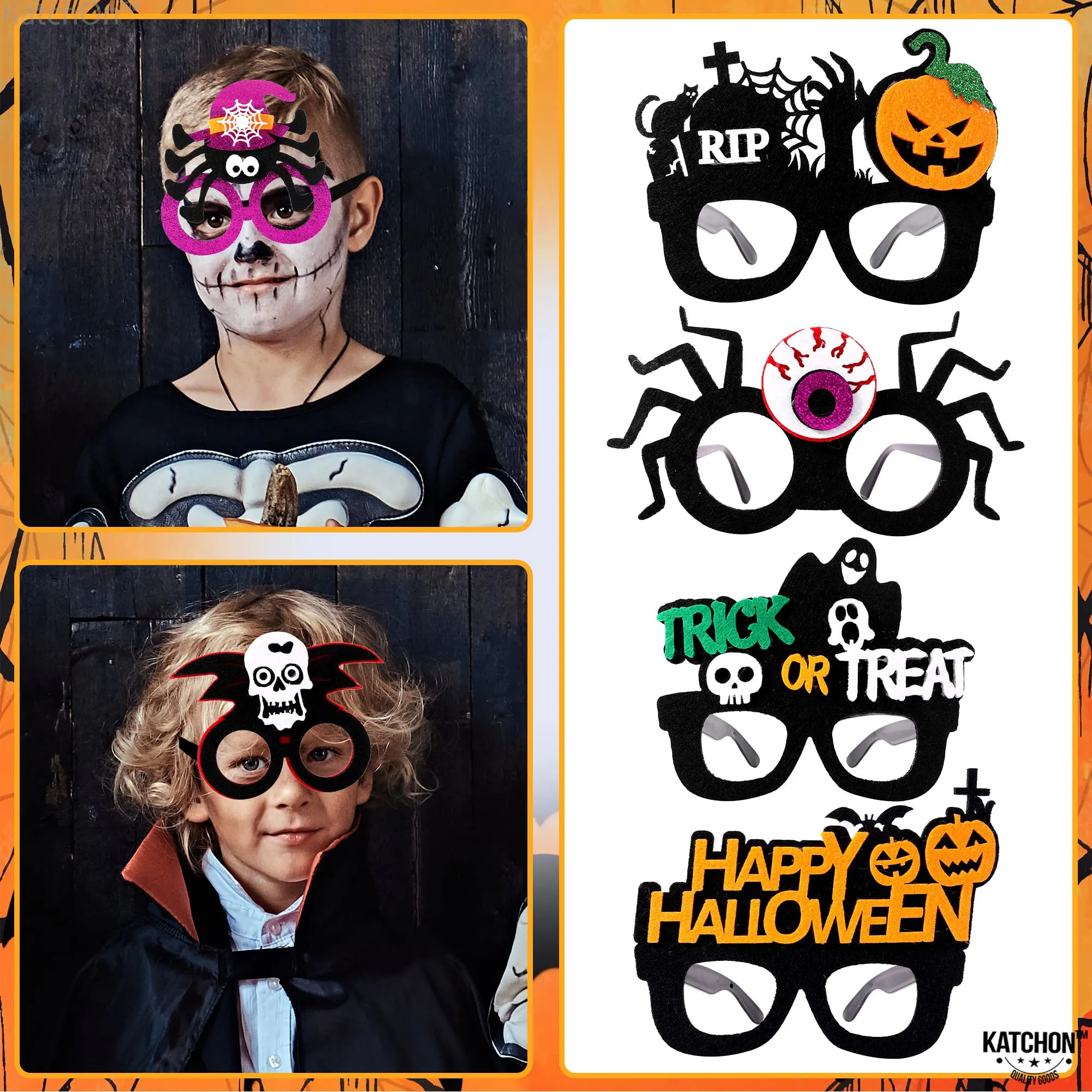 felt spooky halloween glasses pack of 6 plastic halloween eyeglasses halloween party decorations halloween photo booth props halloween decorations cosplay halloween party glasses for kids