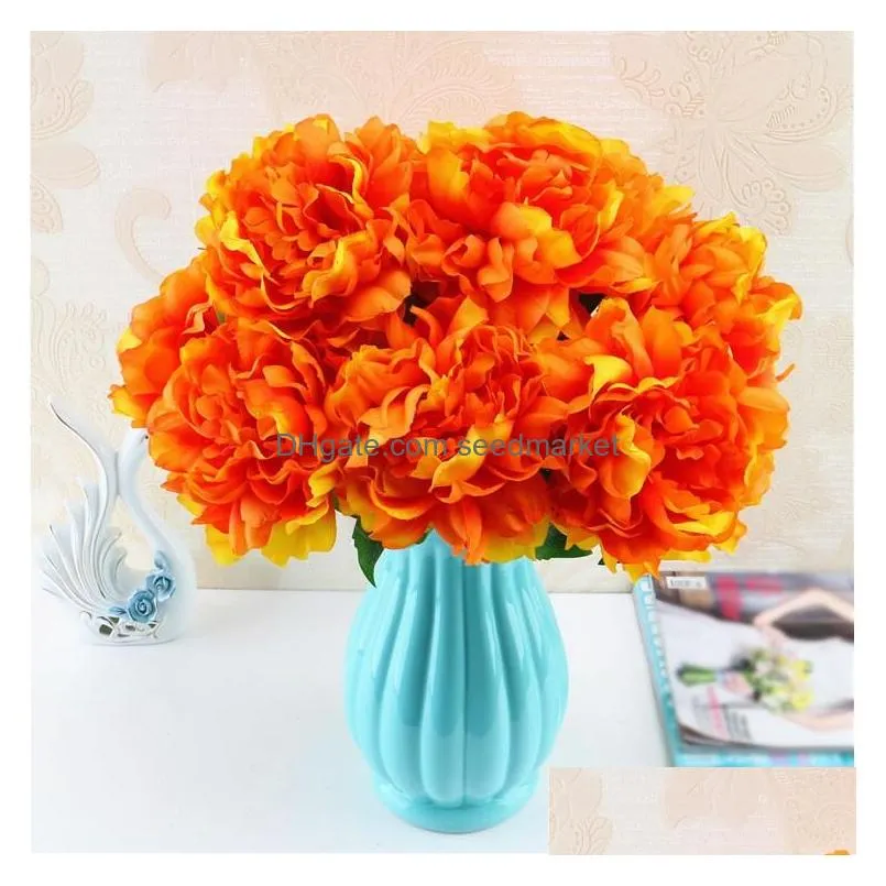 artificial peony silk flower wholesale artificial flowers one bouquet five flower heads six colors for choose