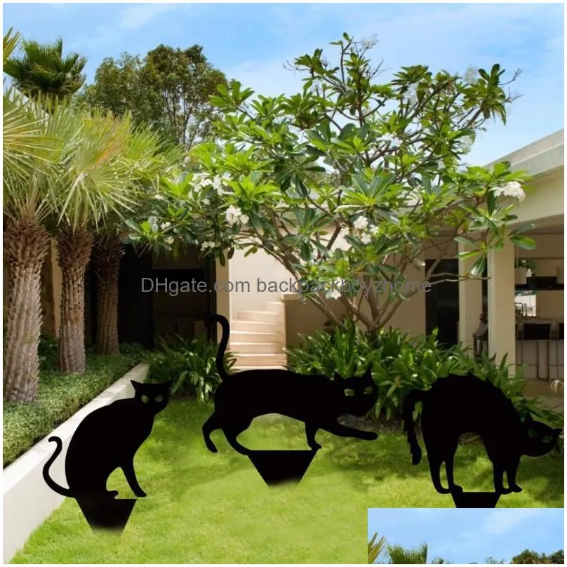 garden decorations 3pcs halloween yard signs stakes outdoor decoration black cat lawn for