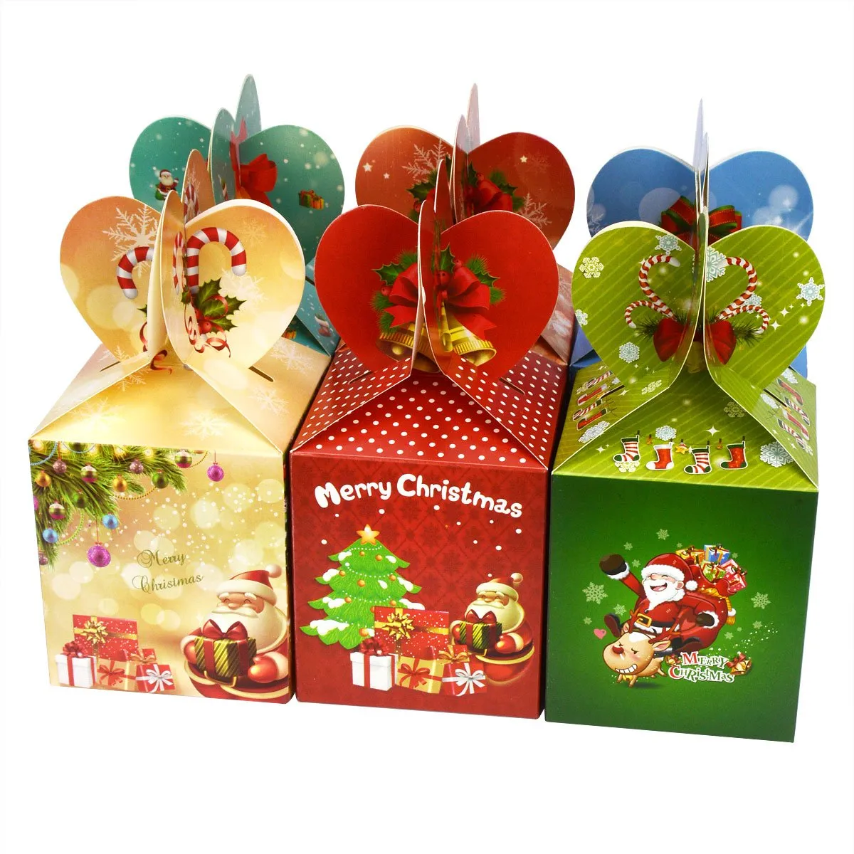 3d christmas treat gift wrap boxes for holiday xmas presents goodie paper boxes party favor supplies candy treat cardboard cookie wrapping boxes