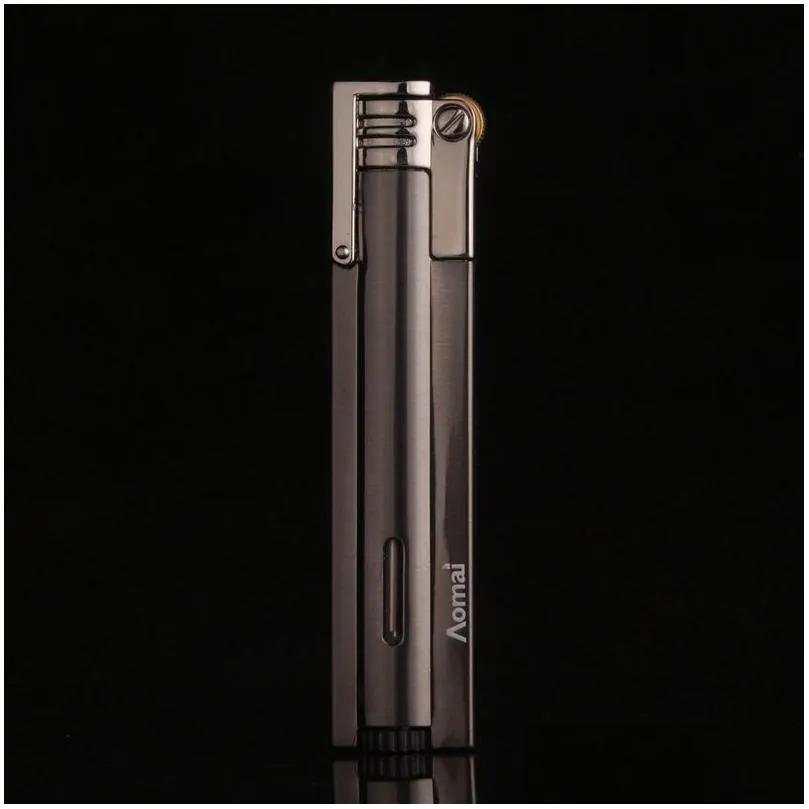 Lighters New Arrival Genuine Aomai Compact  Butane Lighter Torch The Cap Straight Bar Grinding Drop Delivery Home Garden Household Dhcsq