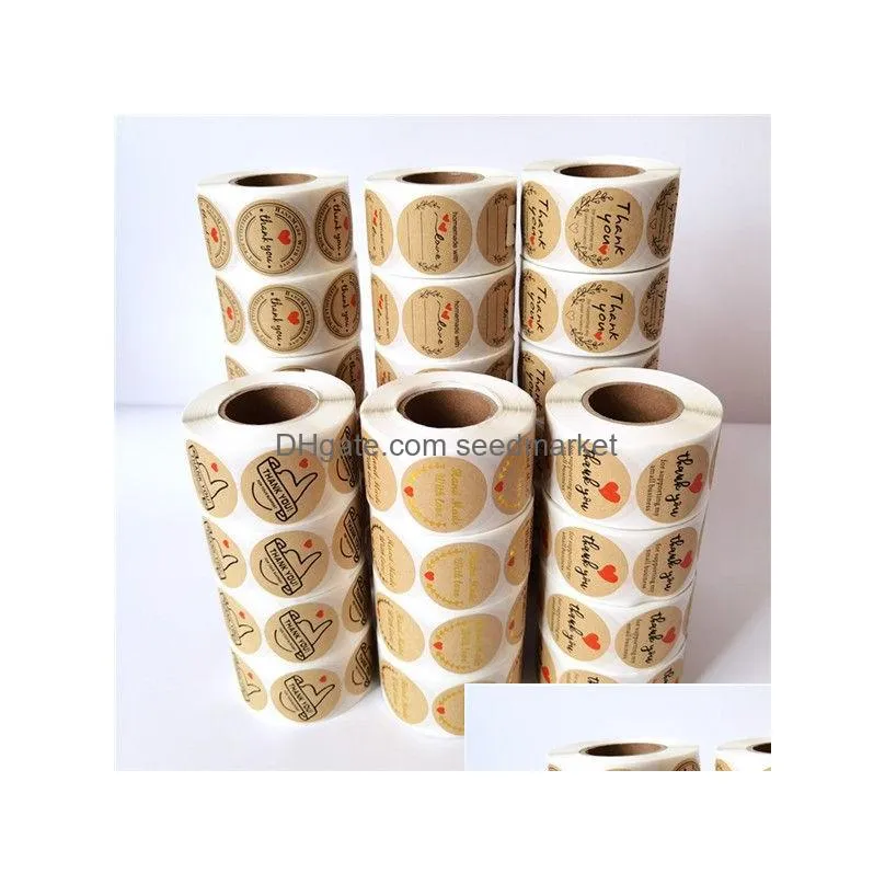 paper label stickers foil thank you stickers scrapbooking 500pcs/roll wedding envelope seals handmade stationery sticker