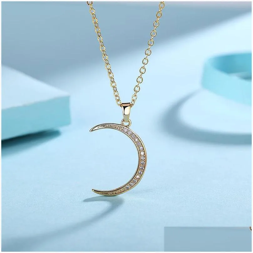 Pendant Necklaces 2021 New Wholesale Custom Fashion Simple Moon Pendant Necklace Drop Delivery Jewelry Necklaces Pendants Dhxvd