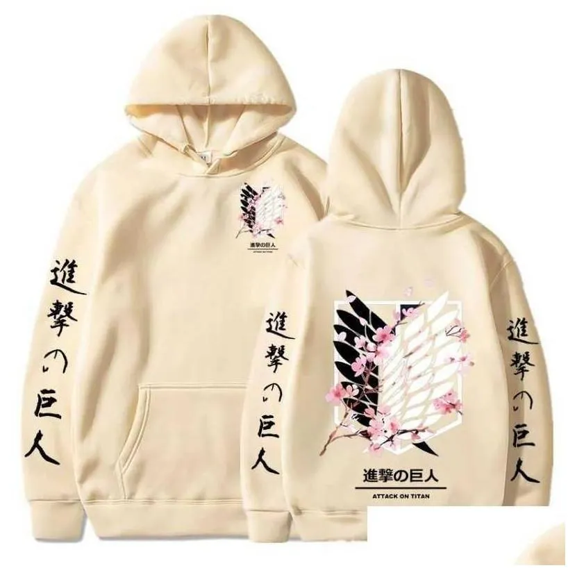 mens hoodies sweatshirts japanese graphic men attack on  print plover sweatshirt harajuku clothes uni male drop delivery app