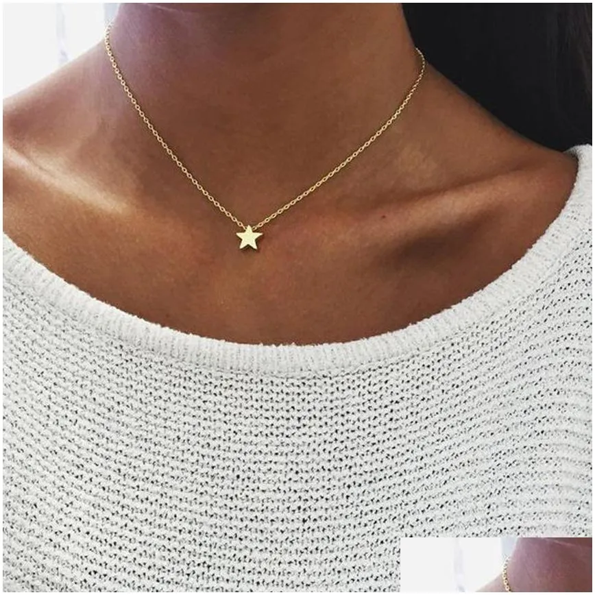 Chokers Chain Star Heart Choker Necklace Jewelry Collana Kolye Bijoux Collares Mujer Collier Femme N11 Drop Delivery Jewelry Necklaces Dhf9Y