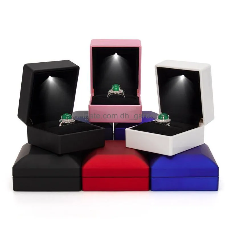 Jewelry Boxes Jewelry Box With Led Light For Engagement Wedding Rings Boxes Festival Birthday Jewerly Necklace Display Gift Case Packa Dhuef