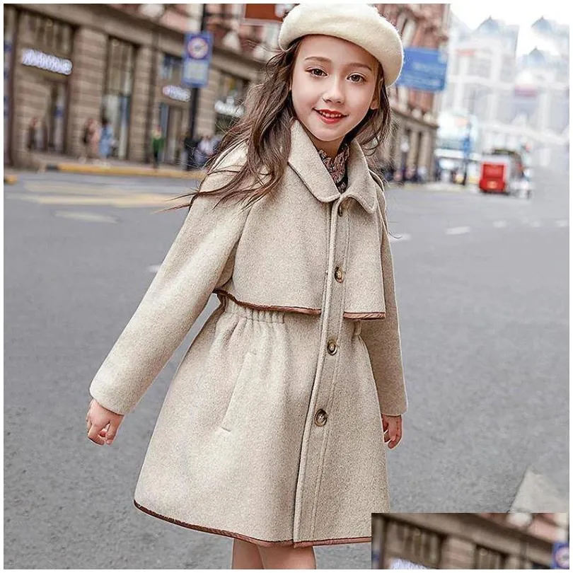 children girls coats outerwear winter girls jackets woolen long trench teenagers warm clothes kids outfits for 4 6 8 10 12 years