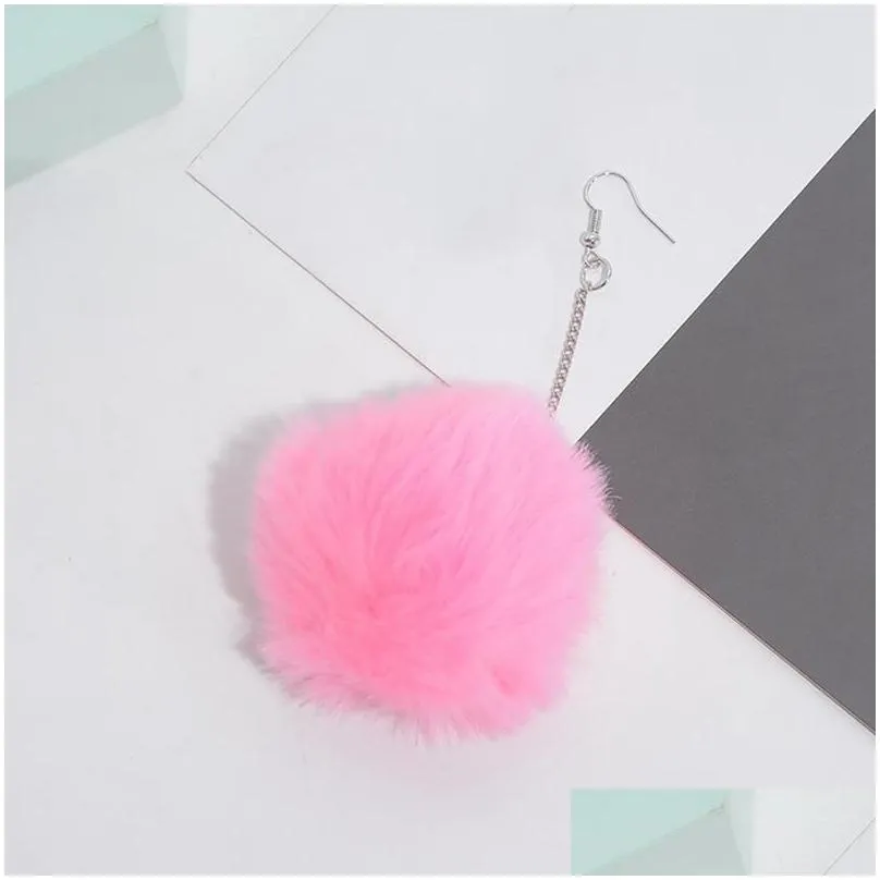 Dangle & Chandelier 2021 Winter Women Accessories Fashion Lovely Pom Fur Ball Long Pendant Dangle Earring Jewelry Christmas Gift Drop Dhlxf