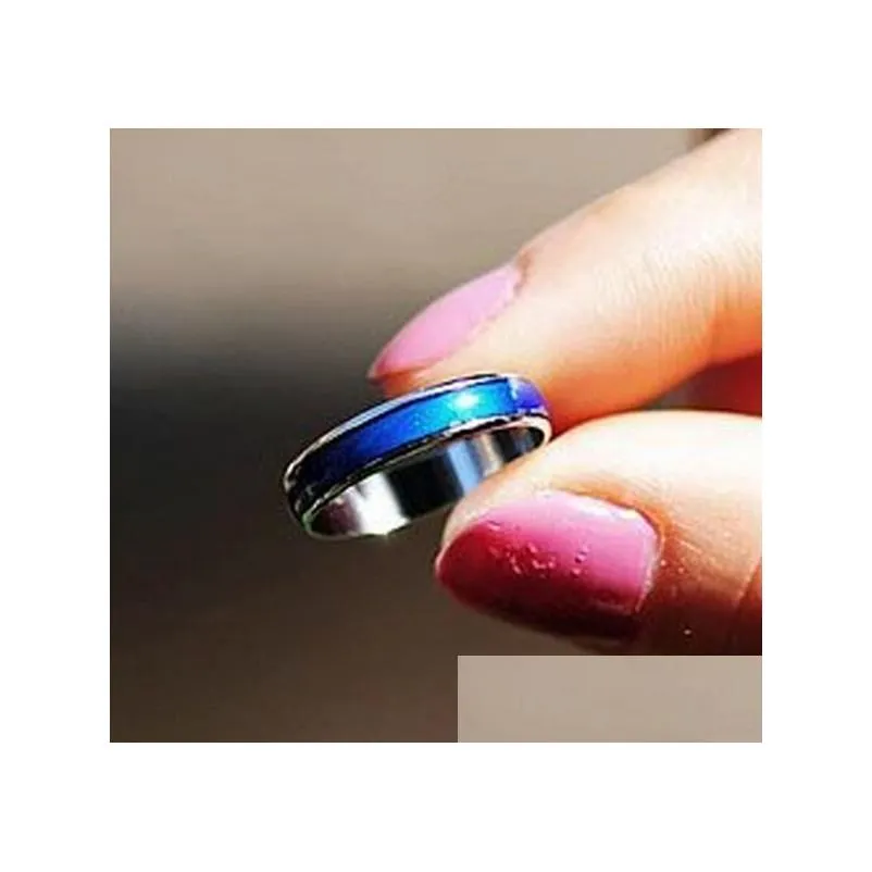 Band Rings Epack 100Pcs Fashion Mood Ring Changing Colors Rings Size 16 17 18 19 20 Stainless Drop Delivery Jewelry Ring Dhjtn