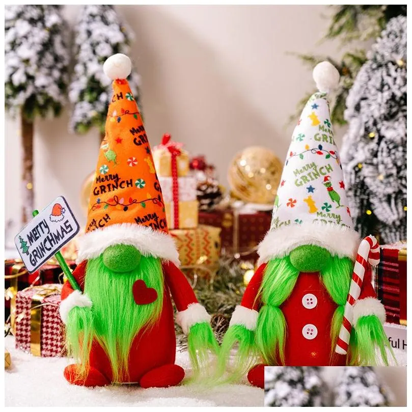 christmas english brand striped crutches grinch with lights rudolph doll faceless doll dwarf ornaments