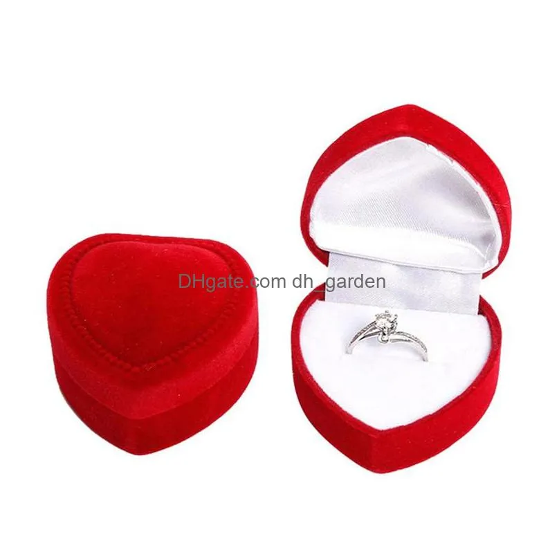 Jewelry Boxes Heart-Shaped Red Rose Jewelry Gift Box Case For Ring Earring Jewelrys Display Valentines Day Drop Delivery Jewelry Jewel Dhxvz