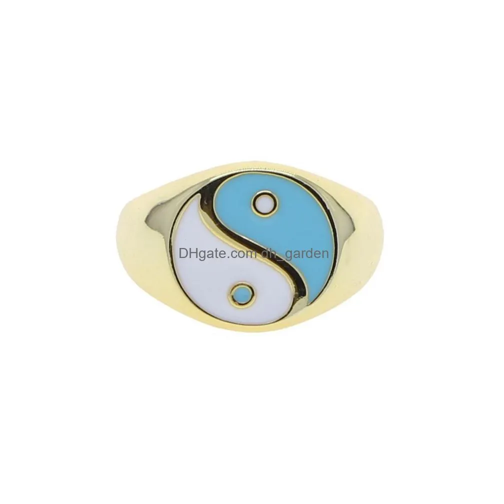 gold color fashion women finger jewelry open adjusted pastel enamel round face dome ring