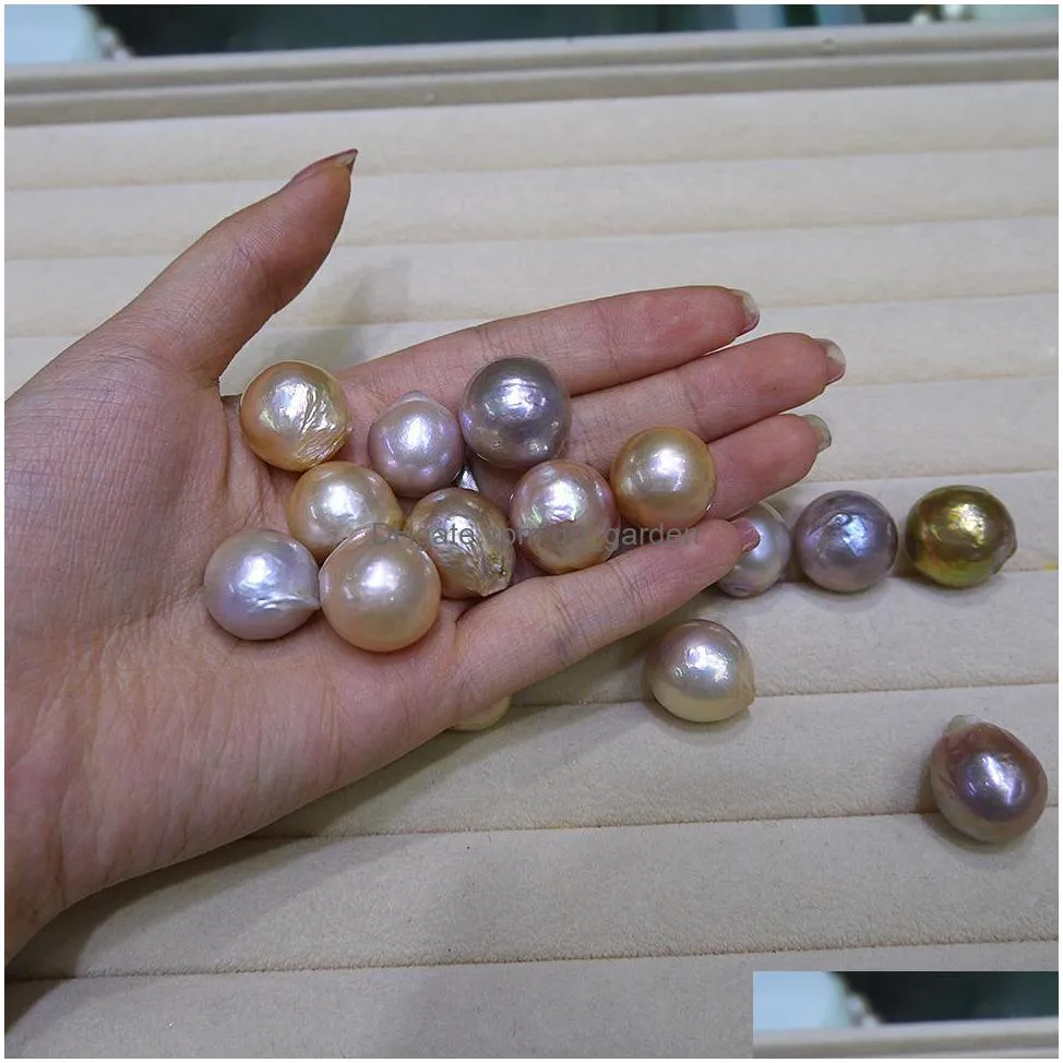 Pearl New Diy Beads Unusual Yellow Purple Baroque Edison Natural Big Pearl 9-12Mm Loose Of Accessories Wholesale Only Send Finished Pe Dhigk