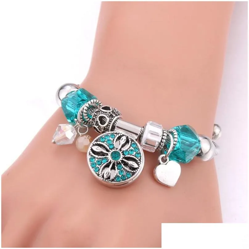 Charm Bracelets Charm Bracelets Elasticity Snap Button Bracelet Tree Of Life Bangles Beads Jewelry Making Fit 18Mm Buttons Jewelrychar Dheyo