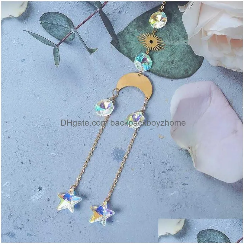 garden decorations suncatcher crystal octagon beads pendant rainbow prisma stained glass fairy wind chimes car charm decoration