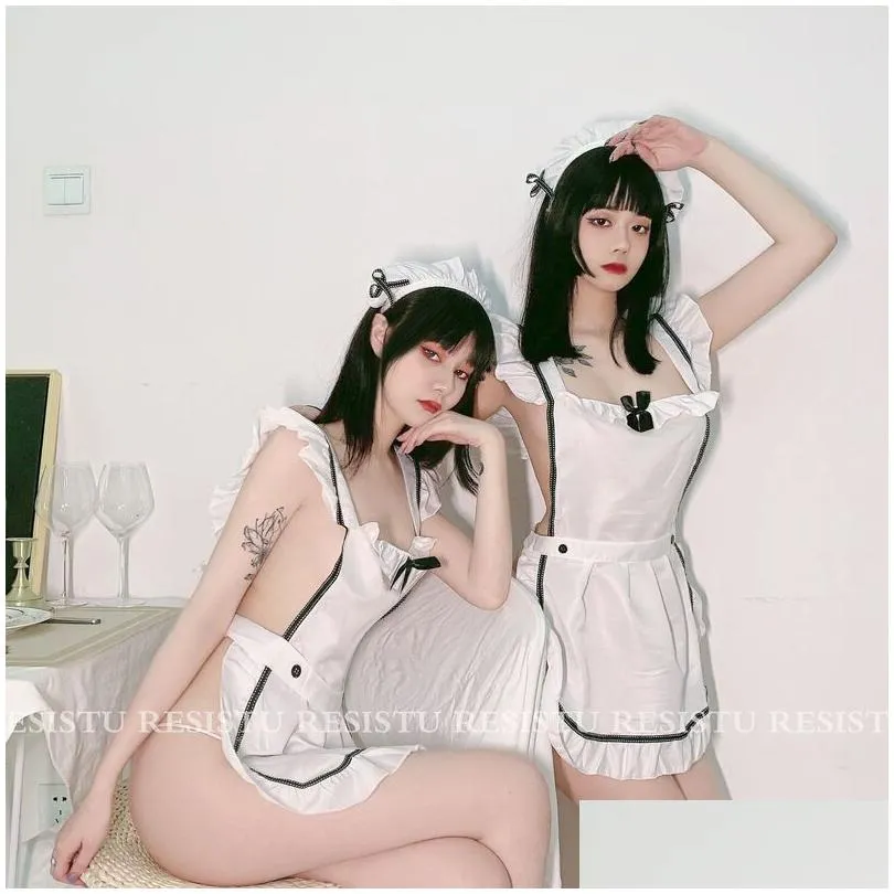 Bras Sets Japanese Cute Cos Maid Wears Uniform Y Lingerie Cosplay French Servant Lolita Costume Babydoll Dress Erotic Role Play Drop D Dhrxl