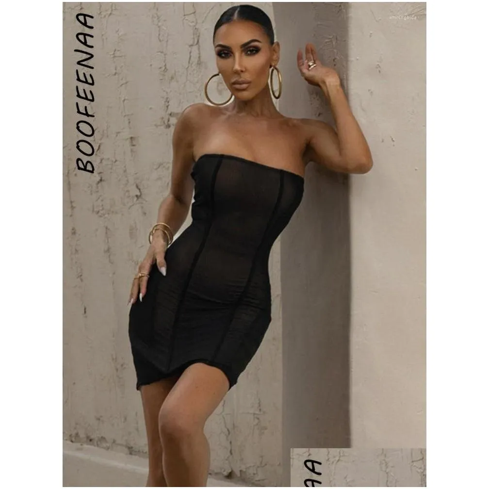 casual dresses sexy strapless for women summer 2023 white black bodycon mini dress party night club outfits c66-bi17