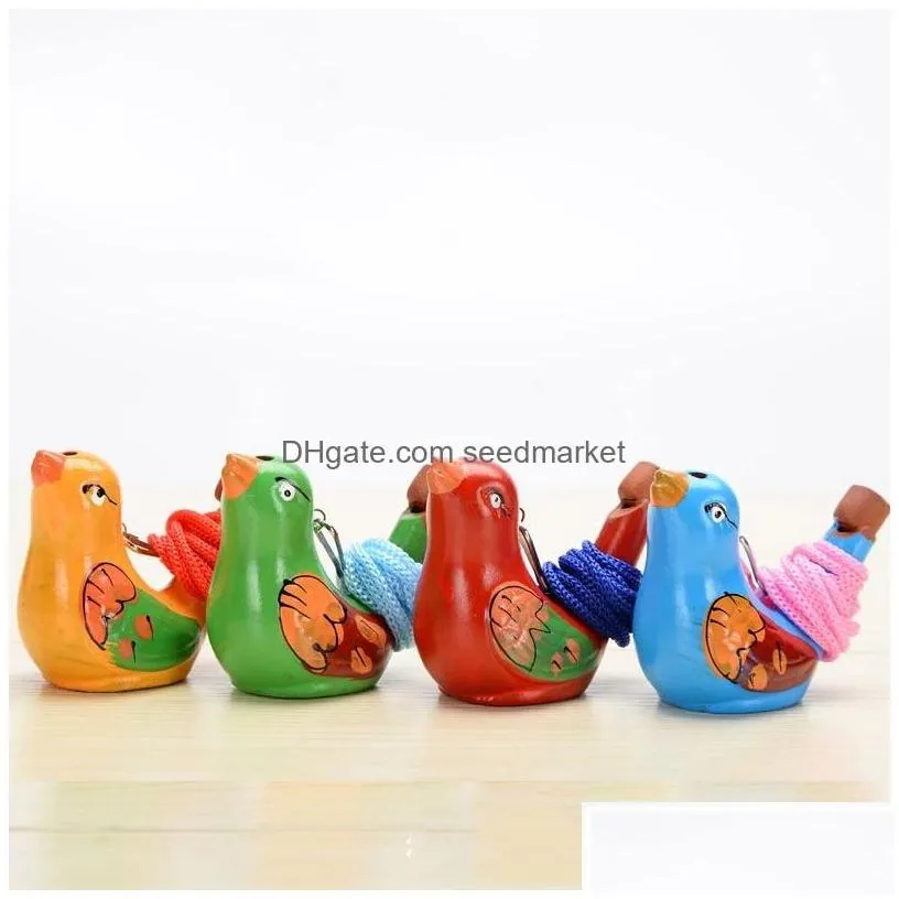 novelty items creative water bird whistle ceramic clay birds cartoon children gifts animal whistles retro ceramics craft home decora