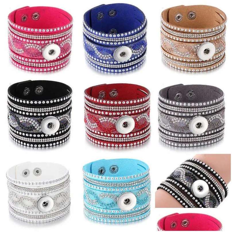 Charm Bracelets 10Pcs/Lot Wholesale Snap Jewelry Bracelets For Women Braided Leather 18Mm Bracelet Diy Interchangeable Button Drop Del Dhjzf