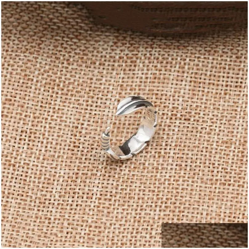 Band Rings 925 Sterling Sier Feather Engagement Tail Ring Men Women Fashion Fine Jewelry Wholesale Drop Delivery Jewelry Ring Dhxf1