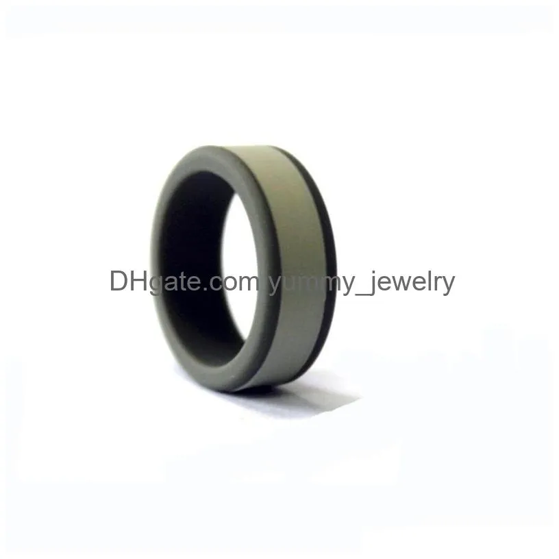 Band Rings 8Mm Compose Sile Wedding Band Rings For Women Men Comfortable Flexible Outdoor Sports Engagement Two Tone Fashion Jewelry D Dhdbj