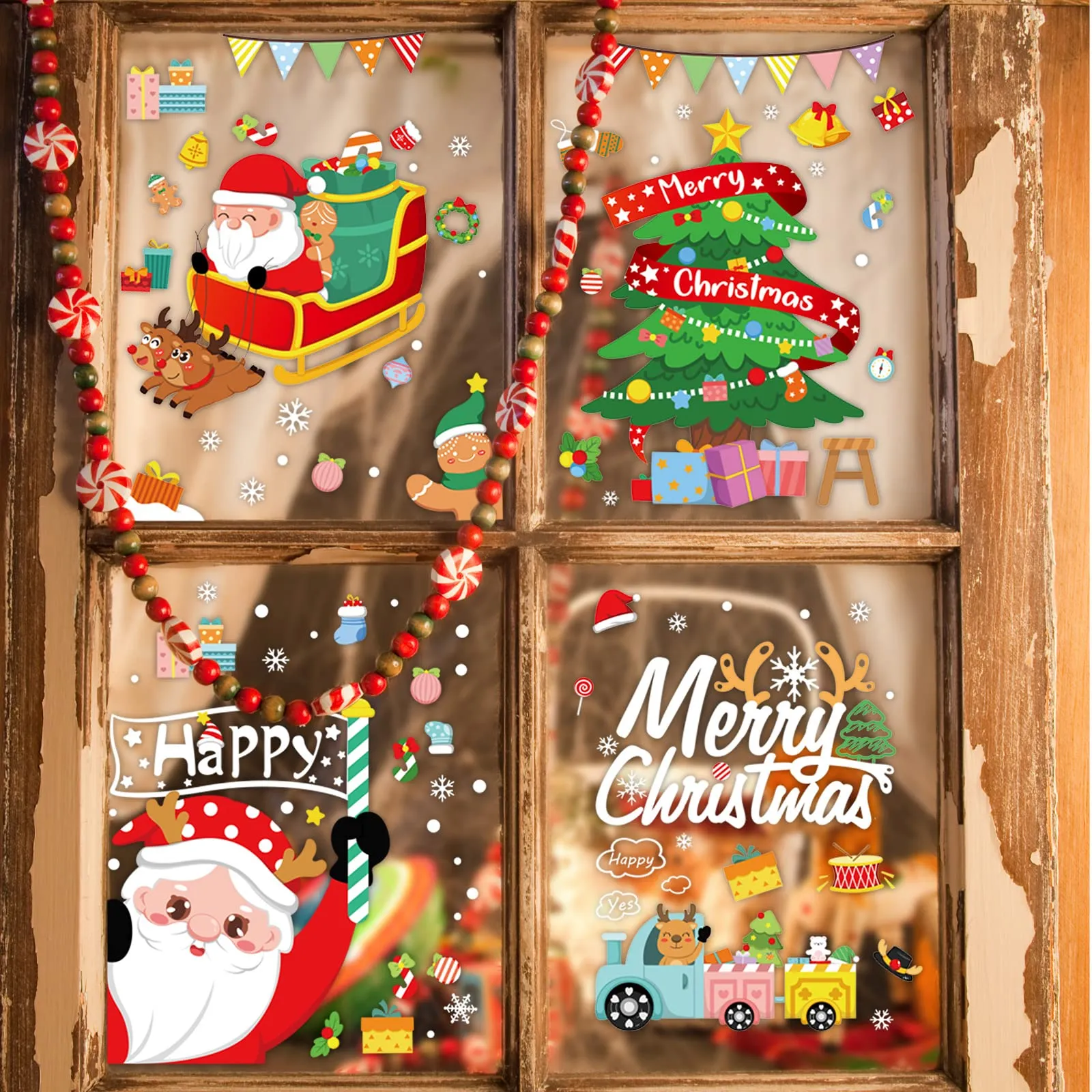 christmas windows decoration stickers 9 sheets snowman reindeer snowflake window clings xmas party supplies for offices homes and schools christmas window decals christmas