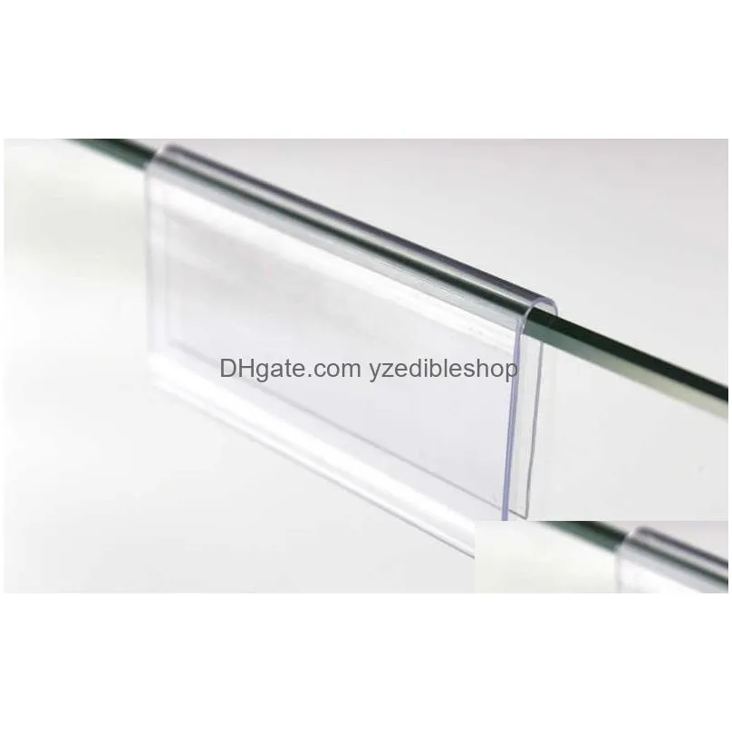 wholesale 10 8 6cmx4 2cm clear plastic pvc tag sign label display clip holder for supermarket store wood glass shelf fitting