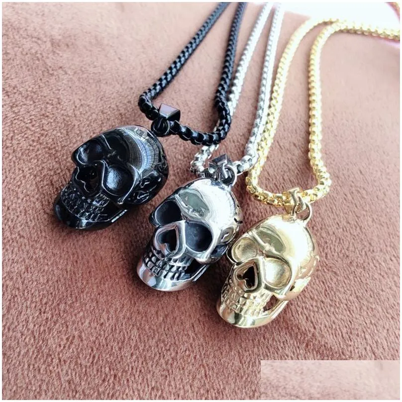 Pendant Necklaces Stainless Steel Necklaces Jewelry Gothic Accessories Chain Mens Locket Festival Halloween Gift Skl Titanium Steels P Dhiwl