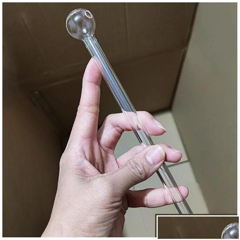 Smoking Pipes 20Cm7.9Inch Length Oil Burner Pipe Thick Pyrex Transparent Glass For Bubbler Tube Dot Nail Burning Jumbo Accessories D