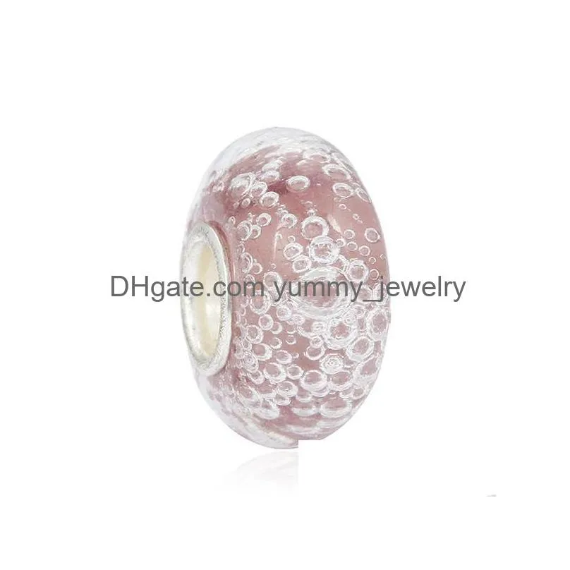 Handmade Lampwork European Big Hole Glass Charms Spacer Loose Handmade Lampwork Bubble Beads For Diy Jewelry Making Fit Bracelet Drop Dh8Kp