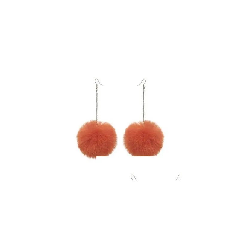 Dangle & Chandelier 2021 Winter Women Accessories Fashion Lovely Pom Fur Ball Long Pendant Dangle Earring Jewelry Christmas Gift Drop Dhlxf