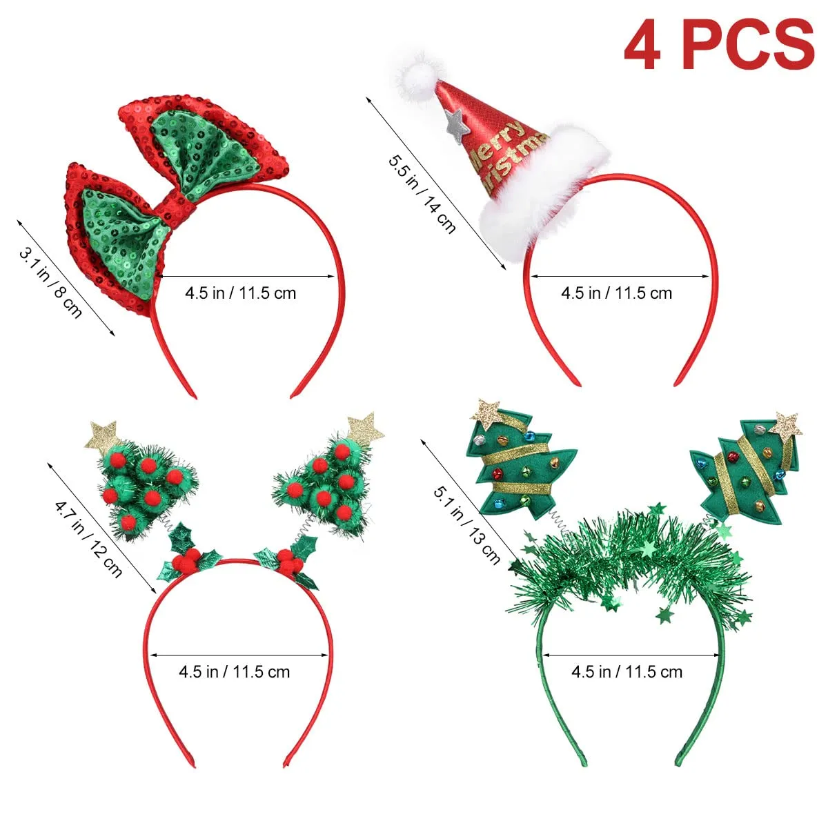 christmas headbands christmas tree fashion headband santa hat xmas bows headbands party hats holiday headbands christmas accessory